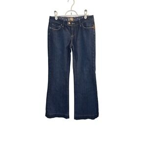 Paige Premium Denim Jeans Womens 28 Blue Dark Wash Mid Rise Flare Leg Casual
